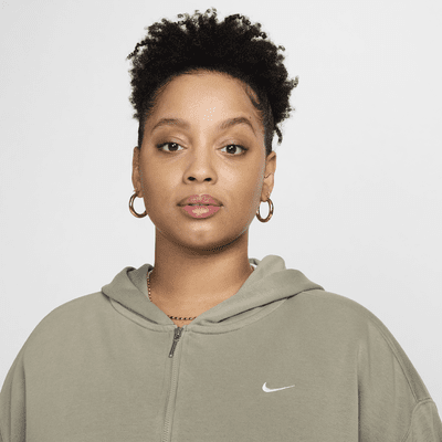 Nike Sportswear Chill Terry Hoodie aus French Terry mit durchgehendem Reißverschluss und weiter Passform für Damen (große Größen)