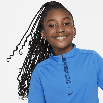 Nike Pro Girls' Dri-FIT Long-Sleeve 1/2-Zip Top. Nike LU