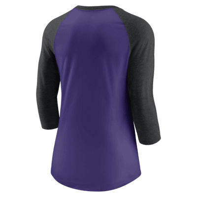Women's Colorado Rockies Nike White/Purple Tri-Blend Raglan 3/4