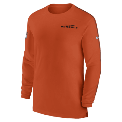 Playera de manga larga Nike Dri-FIT de la NFL para hombre Cincinnati Bengals Sideline Coach