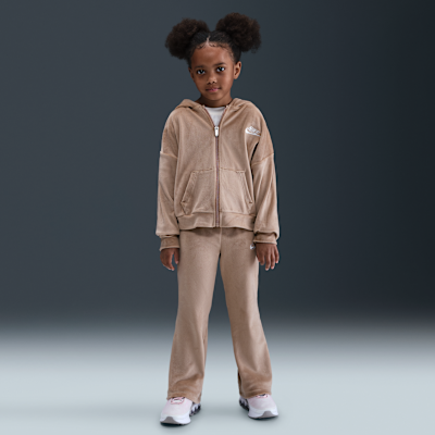 Conjunto de 2 piezas de leggings de tejido velour acampanados para niños talla pequeña Nike