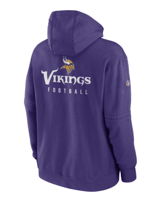 MINNESOTA VIKINGS SIDELINE HOODED LEOPARD FLEECE PULLOVER WITH FRONT P