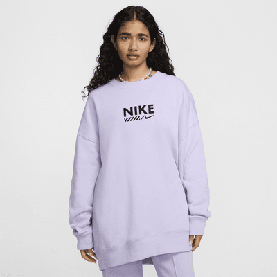 Oversized Nike Sportswear-sweatshirt i fleece med rund hals til kvinder