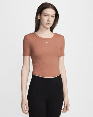 Женские тайтсы Nike Sportswear Chill Knit Tight Scoop-Back Short-Sleeve Mini-Rib Top