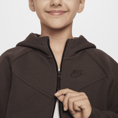 Mikina s kapucí a dlouhým zipem Nike Sportswear Tech Fleece pro větší děti (dívky)