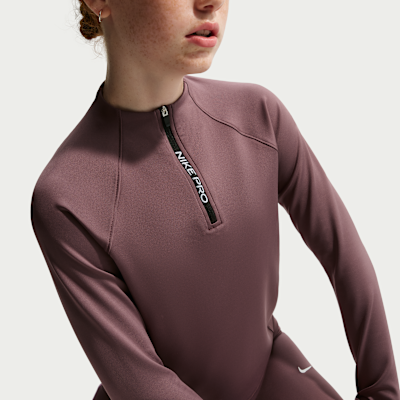 Nike Pro Big Kids' (Girls') Dri-FIT Half-Zip Long Sleeve