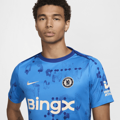 Kortærmet Chelsea FC Academy Pro Nike Dri-FIT-opvarmningstrøje til fodbold til mænd