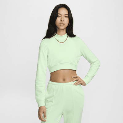 Haut court à col ras-du-cou en molleton Nike Sportswear Chill Terry pour femme