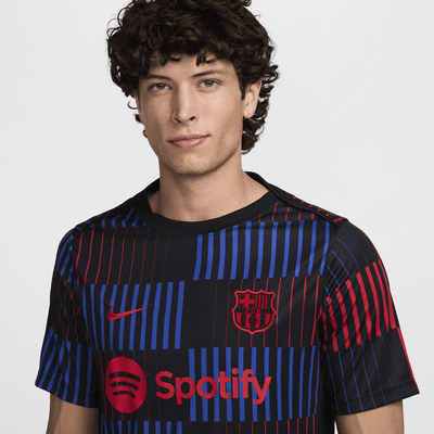 Maglia da calcio pre-partita a manica corta Nike Dri-FIT FC Barcelona Academy Pro da uomo – Away