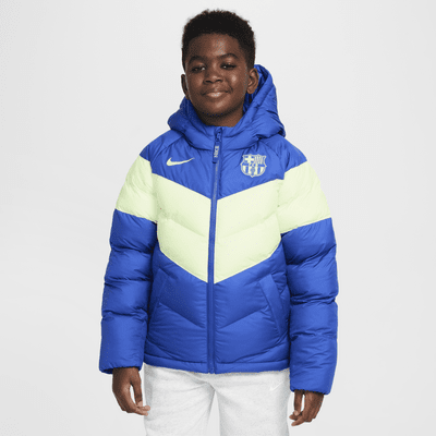 FC Barcelona Third Nike Fußballjacke mit Synthetikfüllung und Kapuze für ältere Kinder