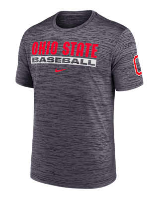 Мужская футболка Ohio State Buckeyes Velocity Baseball Wordmark Stack Nike Dri-FIT College