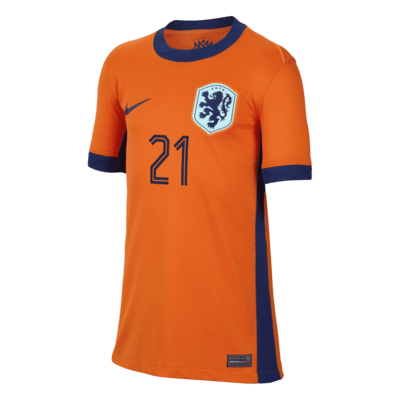 Frenkie de Jong Netherlands National Team 2024 Stadium Home Big Kids' Nike Dri-FIT Soccer Jersey