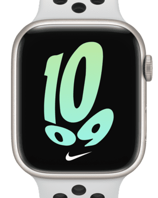 logo No haga Chorrito Apple Watch Series 7 (GPS) con correa Nike Sport de 45 mm Caja de aluminio  Starlight. Nike ES