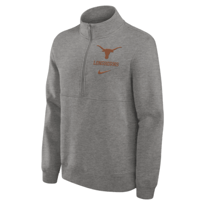 Sudadera de cuello redondo universitaria Nike de medio cierre para hombre Texas Longhorns Primetime Club