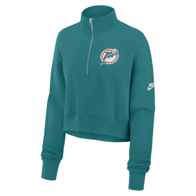 Miami Dolphins Rewind Phoenix Women's Nike NFL Cropped 1/4-Zip Crew