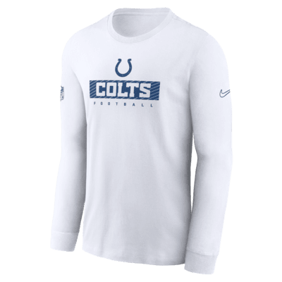 Playera de manga larga Nike Dri-FIT de la NFL para hombre Indianapolis Colts Sideline Team Issue