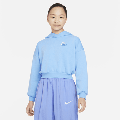 Sudadera con gorro oversized cropped para niña talla grande Nike Sportswear Club Fleece