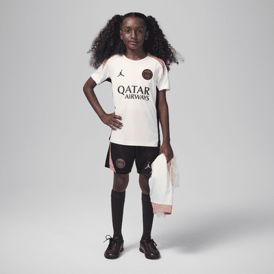 Paris Saint-Germain Strike Third Jordan Dri-FIT Kurzarm-Fußballoberteil aus Strickmaterial (ältere Kinder)