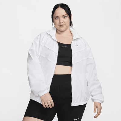 Chamarra de tejido Woven holgada de cierre completo con protección UV para mujer (talla grande) Nike Windrunner