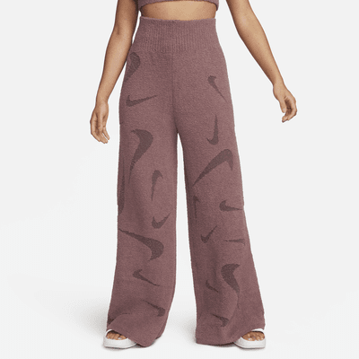 Pantaloni palazzo in maglia a vita alta Nike Sportswear Phoenix Cozy Bouclé – Donna