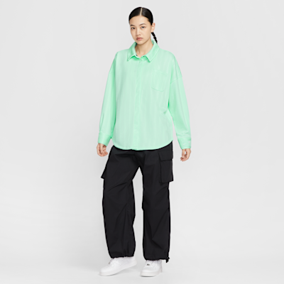 Nike Sportswear 女款寬版緹花條紋排扣上衣