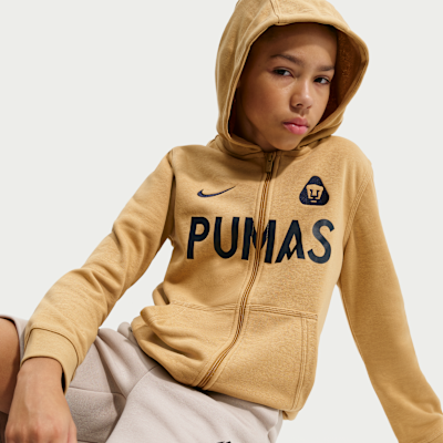 Sudadera con gorro de fútbol Nike de cierre completo para niño talla grande del Pumas UNAM Club