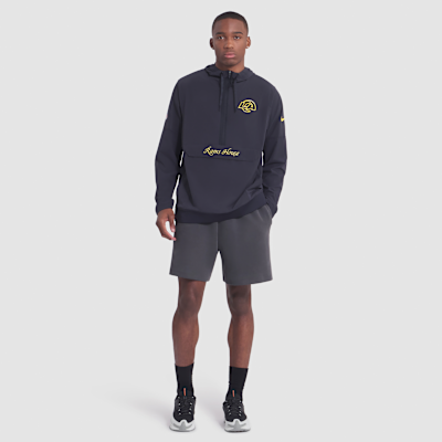 Chamarra Nike de la NFL con gorro de medio cierre para hombre Los Angeles Rams Rivalries Collection Sideline Anorak