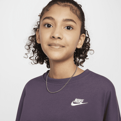 Sweat ample à col ras-du-cou Nike Sportswear Club Fleece pour fille