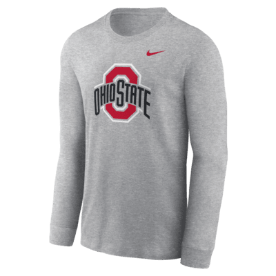 Playera de manga larga universitaria Nike para hombre Ohio State Buckeyes Primary Logo