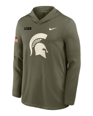 Мужские  Michigan State 2025 Military Appreciation Nike Dri-FIT College Long-Sleeve Hooded Top