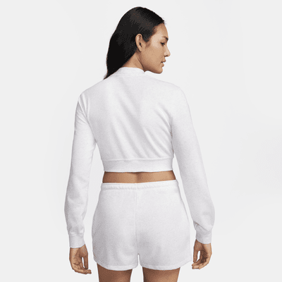 Playera de cuello redondo de French Terry cropped para mujer Nike Sportswear Chill Terry