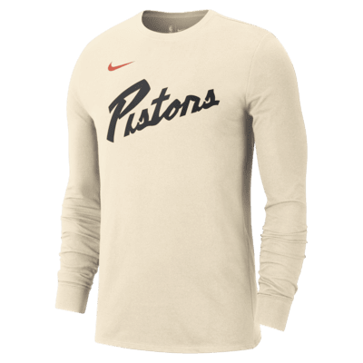 Playera de manga larga Nike de la NBA para hombre Detroit Pistons Essential City Edition