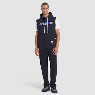 Sudadera con gorro sin cierre sin mangas Nike Dri-FIT de la NFL para hombre Los Angeles Rams Rivalries Collection Sideline