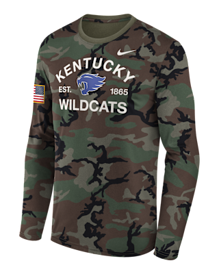 Мужская футболка Kentucky 2025 Military Appreciation Legend Nike Dri-FIT College Long-Sleeve