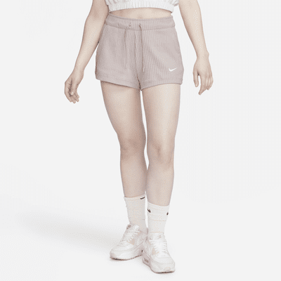 Shorts de tejido de canalé de tiro alto para mujer Nike Sportswear