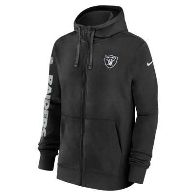 Sudadera con gorro de cierre completo Nike para hombre Las Vegas Raiders Sideline Team Issue Club