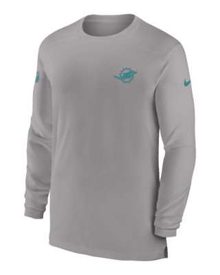 Nike Men's Dri-Fit Sideline Coach (NFL Miami Dolphins) Long-Sleeve Top in Grey, Size: Small | 00M209T9P-0BK