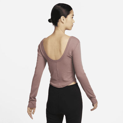 Nike Sportswear Chill Knit Women's Tight Scoop-Back Long-Sleeve Mini-Rib Top