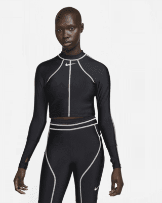 Женские  Nike Fusion Long-Sleeve Hydroguard Crop Swim Top