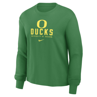 Playera de manga larga universitaria Nike para mujer Oregon Ducks Primetime University Boxy