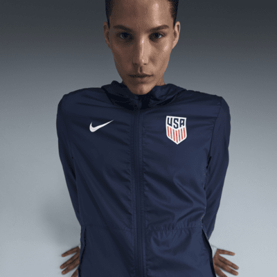 Chamarra con gorro de fútbol para lluvia Nike para mujer de la selección nacional de fútbol masculino de Estados Unidos Academy Pro