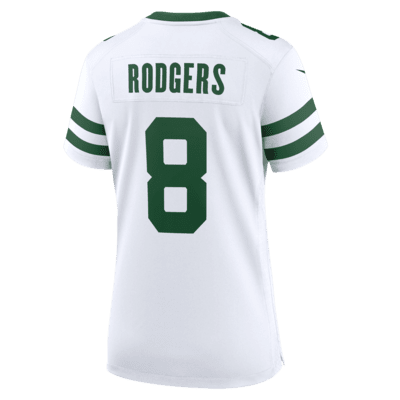 Jersey de fútbol americano Nike de la NFL Game para mujer Aaron Rodgers New York Jets