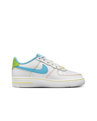 Nike Big Kids Air Force 1 Lv8 (white / multi-color-medium blue)