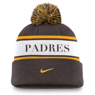 San Diego Padres Team Stripe Peak Men's Nike MLB Cuffed Pom Beanie