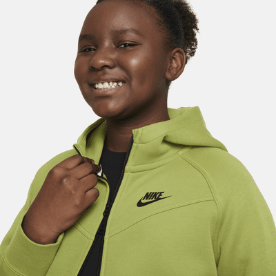 Nike Sportswear Tech Fleece Big Kids' (Girls') Full-Zip Hoodie (Extended Size)