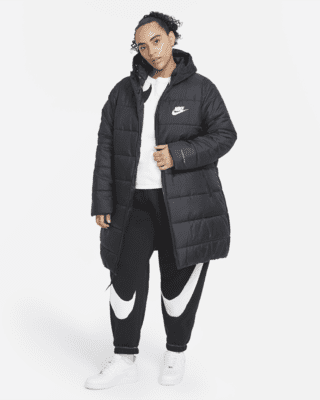 swoosh faux fur jacket