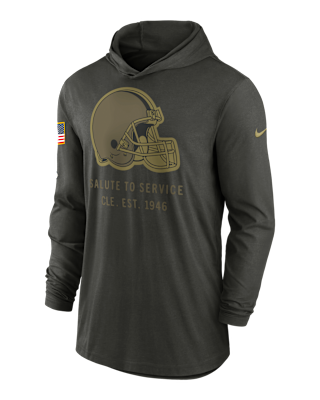 Мужские  Cleveland Browns Salute to Service Sideline Men’s Nike Dri-FIT NFL Long-Sleeve Hooded Top