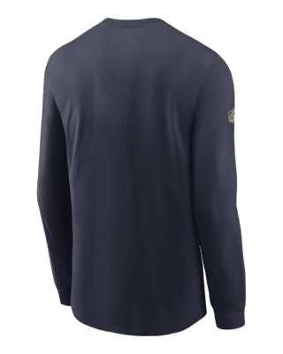 Nike Men's Seattle Seahawks Team Slogan Long Sleeve T-Shirt - Navy - L (Large)