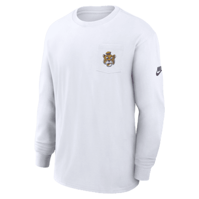 Playera de manga larga universitaria Nike para hombre LSU Tigers Legacy Max90 Pocket