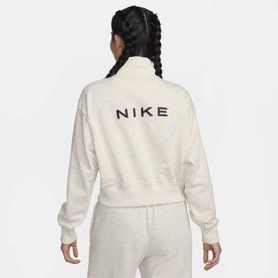 Nike Sportswear 女款寬版半長式拉鍊短版 Fleece 運動衫